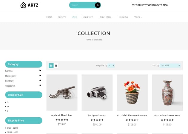 Artz - Art, Handmade Shop Shopify Theme