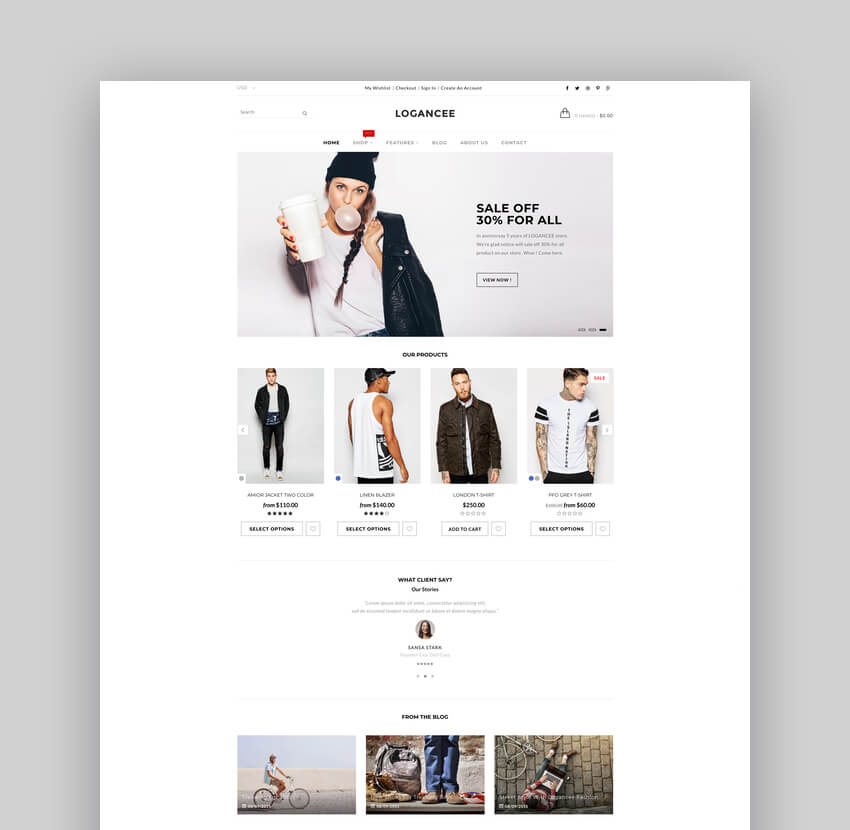 Logancee Responsive Ecommerce Shopify Template 
