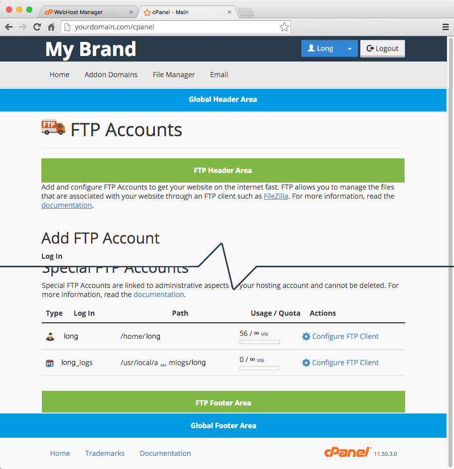 cPanel Customize Content Results