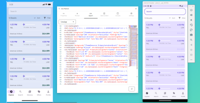 Screenshot of the exported XAML code of the UI in the emulator.