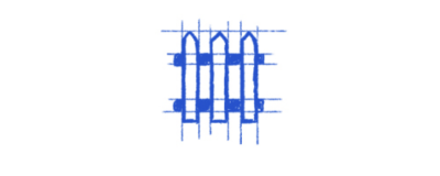 Hand-drawn picket fence icon illustration sketched in blue ink