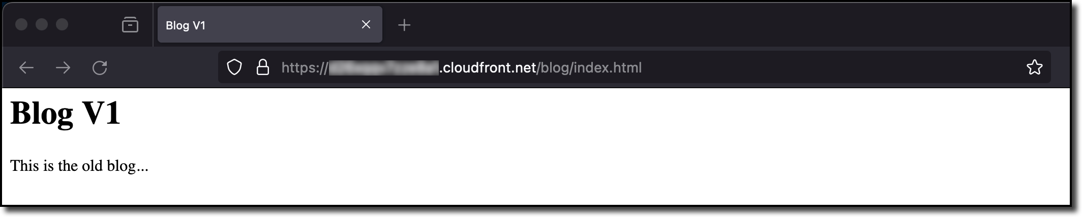 Browser screenshot showing blog V1.