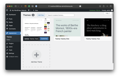 A screenshot with three themes from WordPress.org