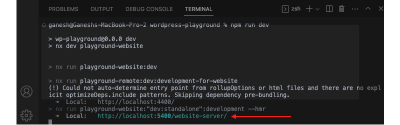 A screenshot of the terminal with the URL to access the new Playground instance