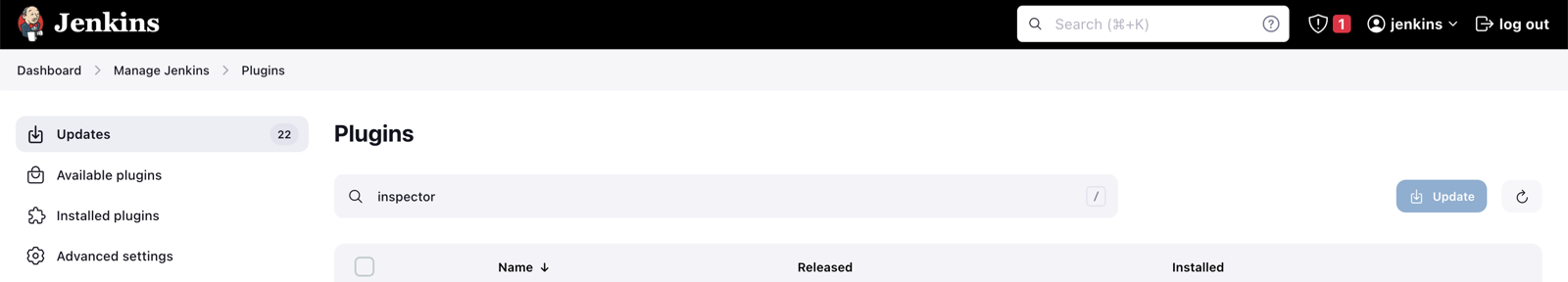 Inspect CICD Install Jenkins plugin