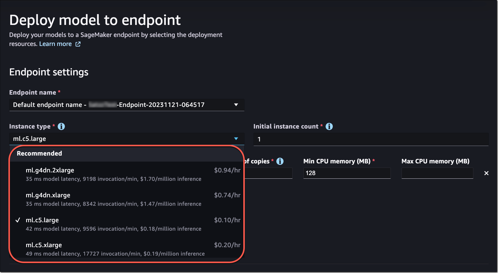 Model deployment experience in SageMaker Studio