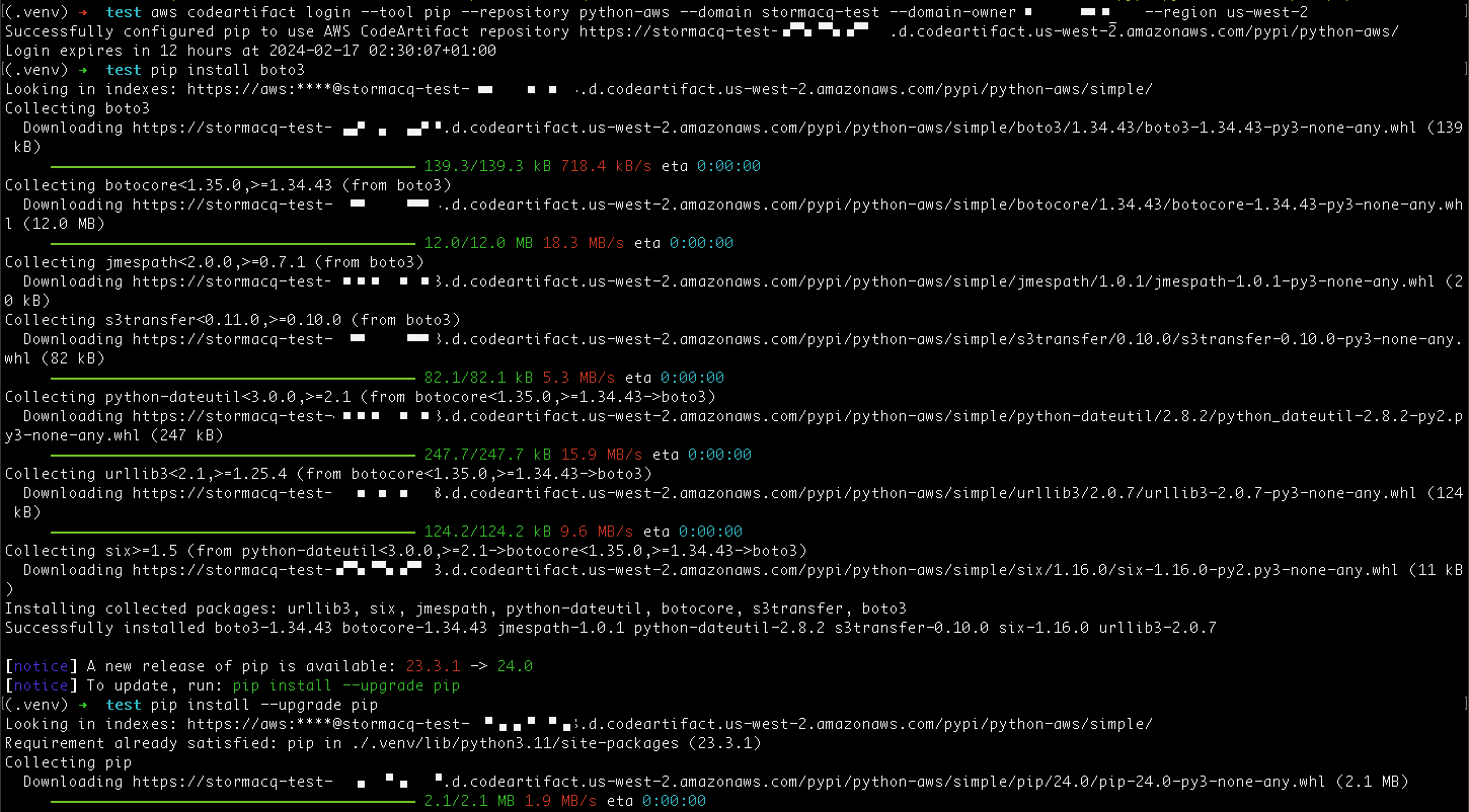 CodeArtifact - pip install
