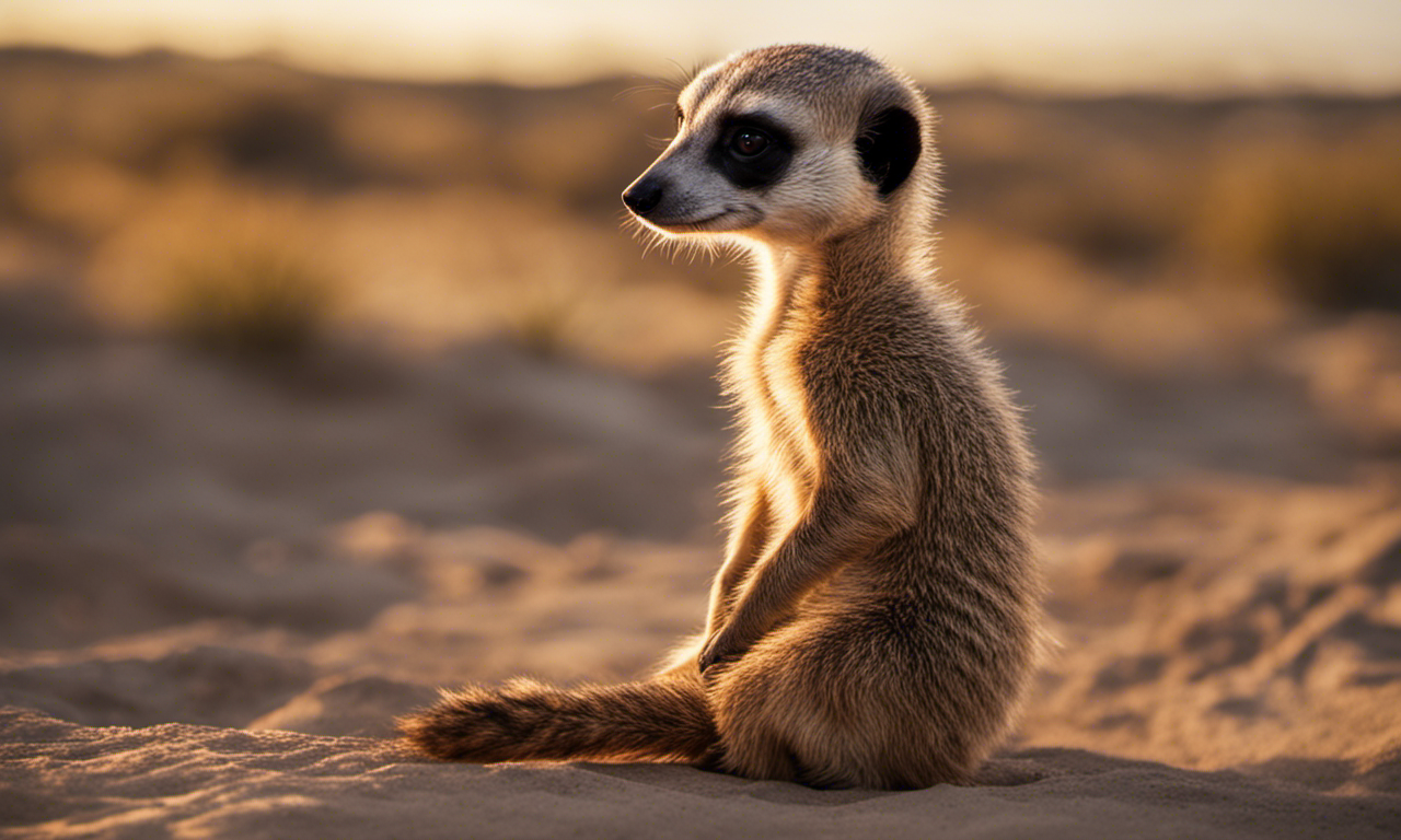 Meerkat facing the sunset