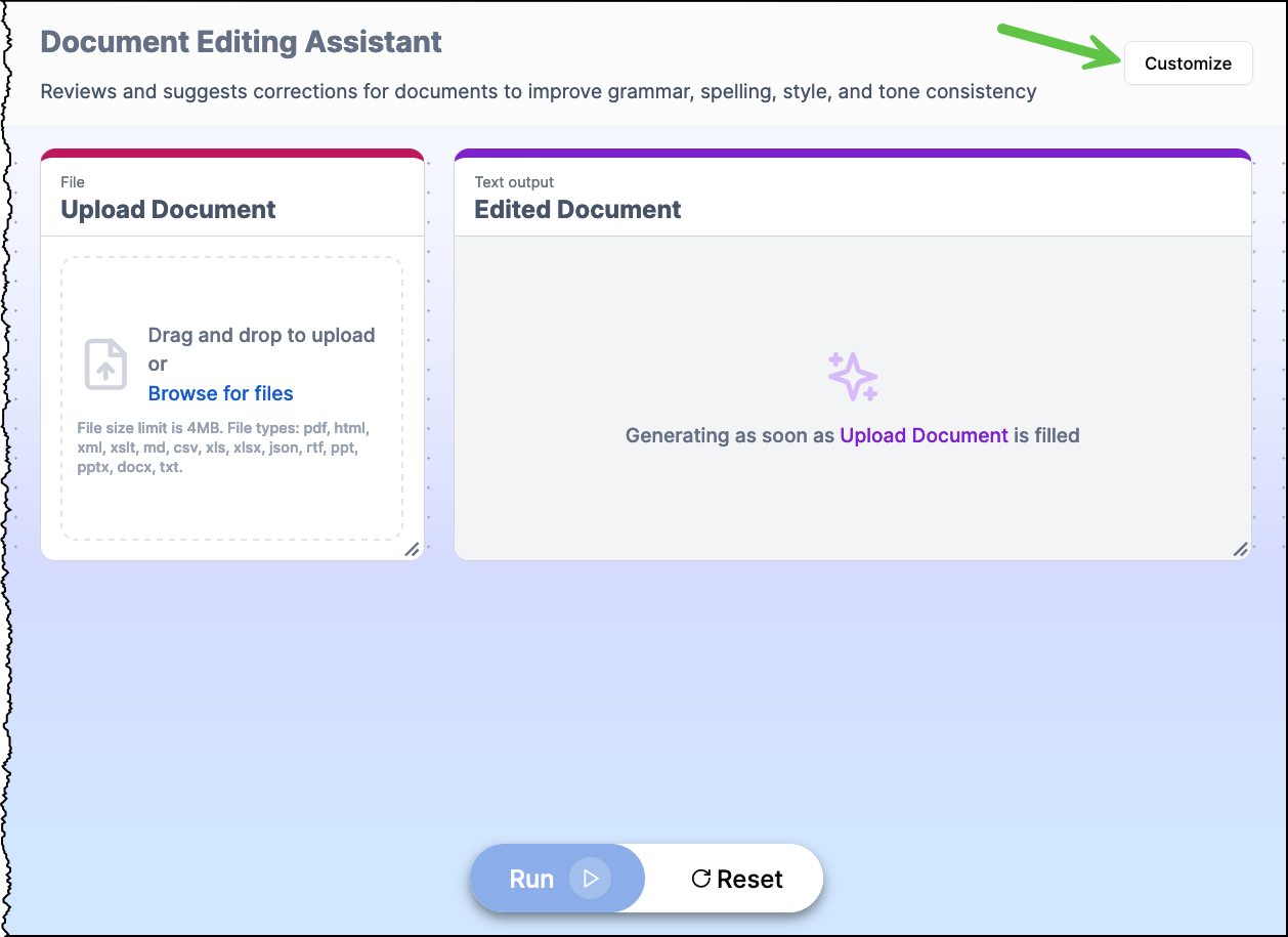 Open Document Editing Assistant App