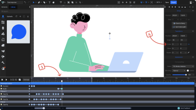 A screenshot showing steps how to animate the message bubble