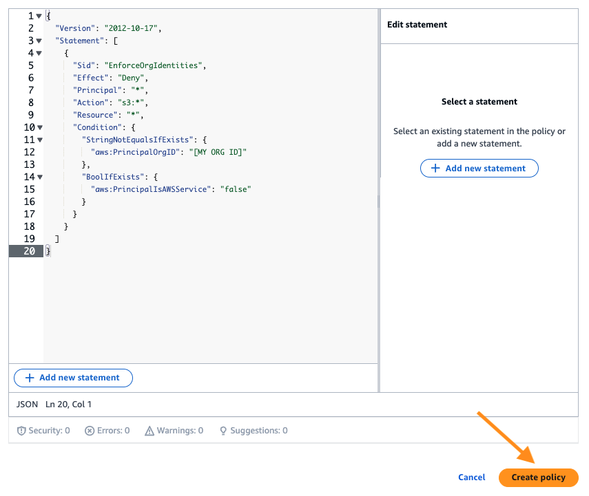 create policy - policy syntax