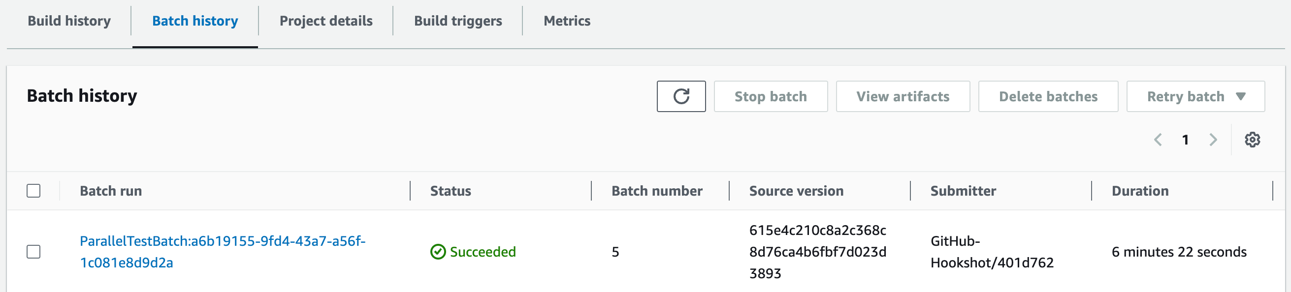 CodeBuild Parallel Test Results