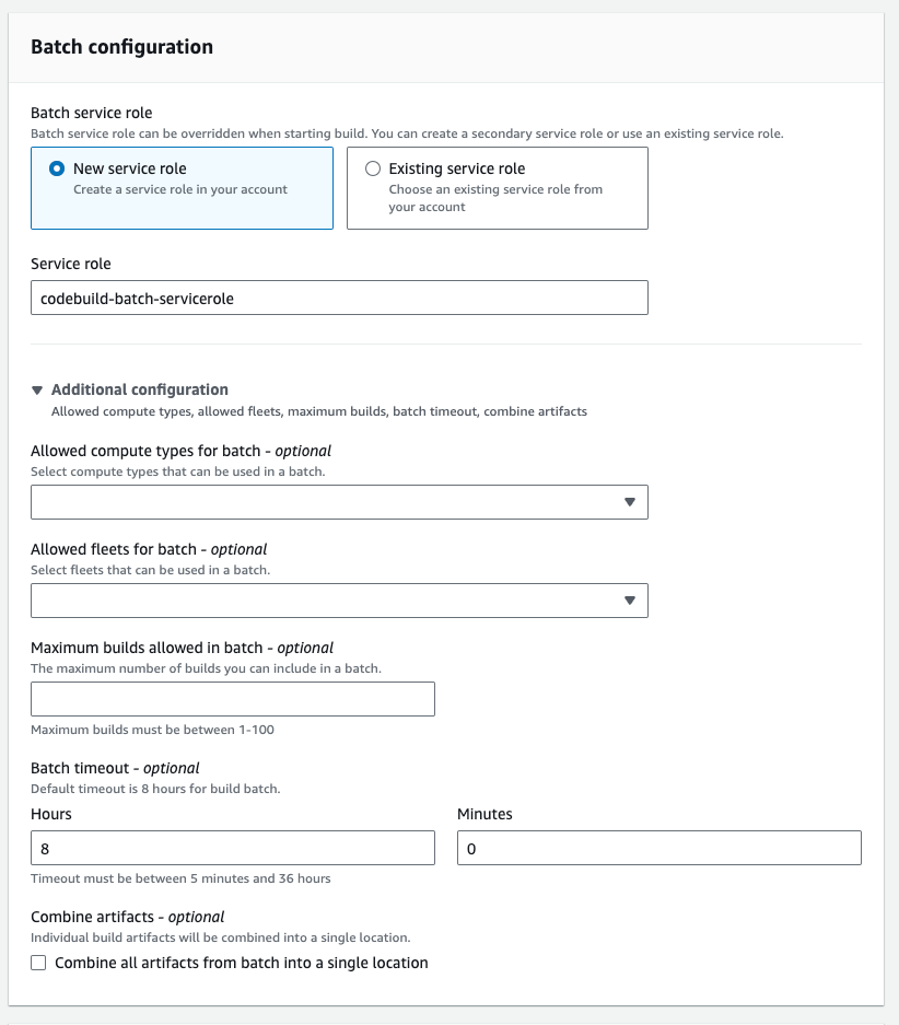 CodeBuild : create a batch build