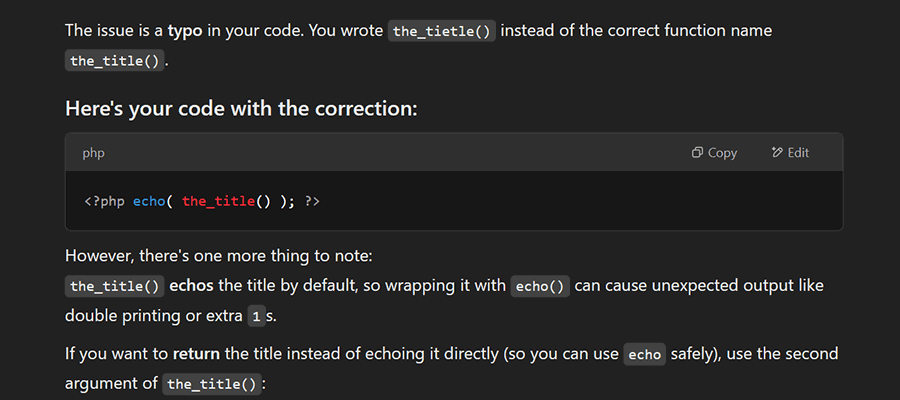 AI's response to your issue contains important information