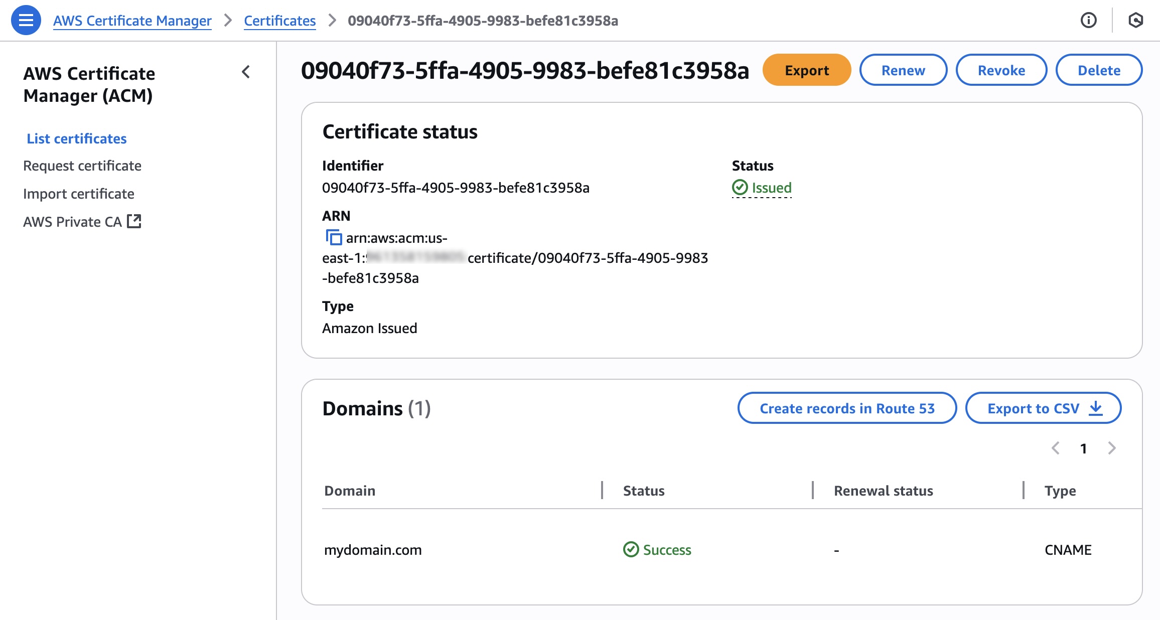 Export your public certificate