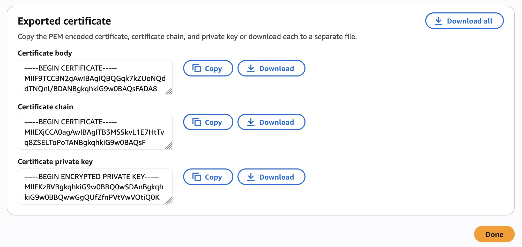 Download PEM keys