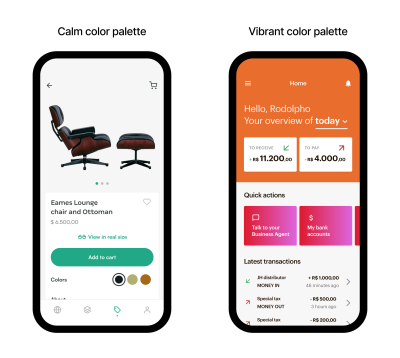 Example of a calm and vibrant color palette