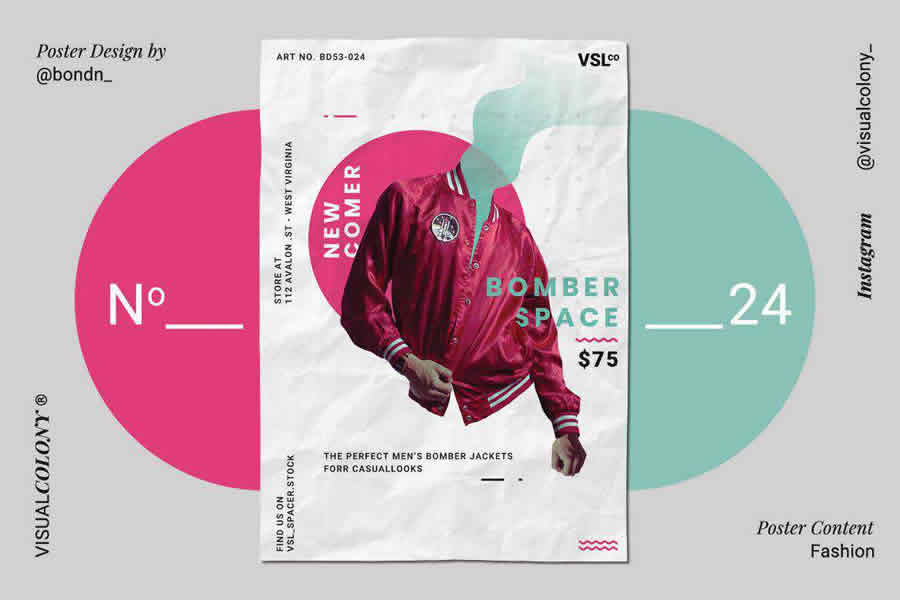 Fashion poster mockup template format Adobe Photoshop