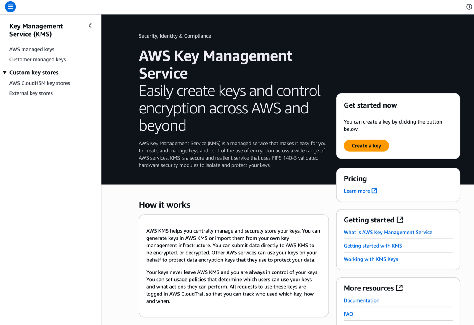 AWS KMW, screate key, part 1