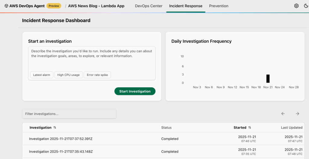 AWS DevOps Agent - web app