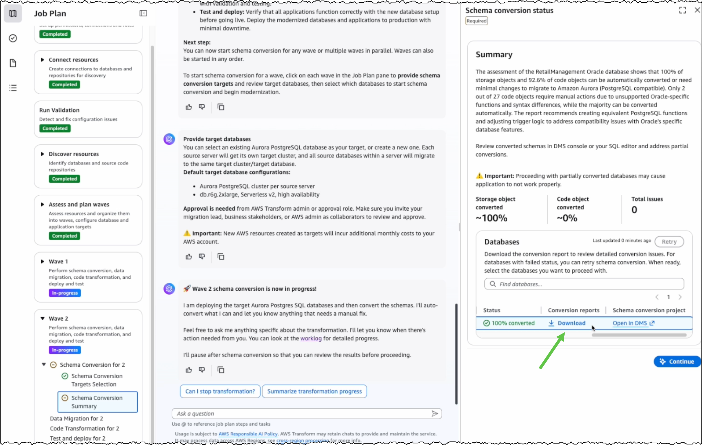 Download Schema conversion reports 