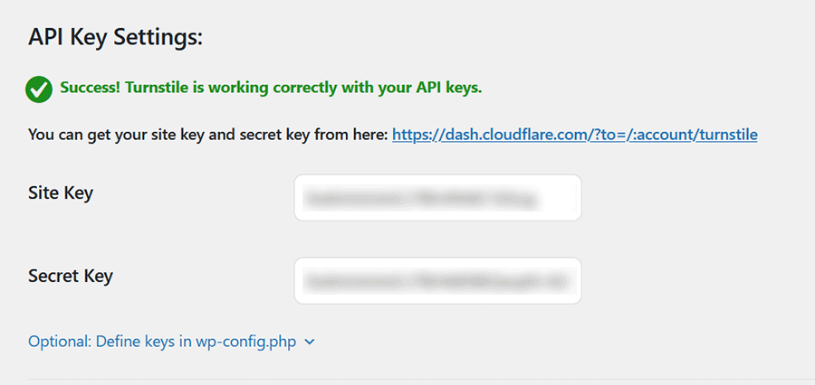 A free Cloudflare Turnstile API key is required to use the service.