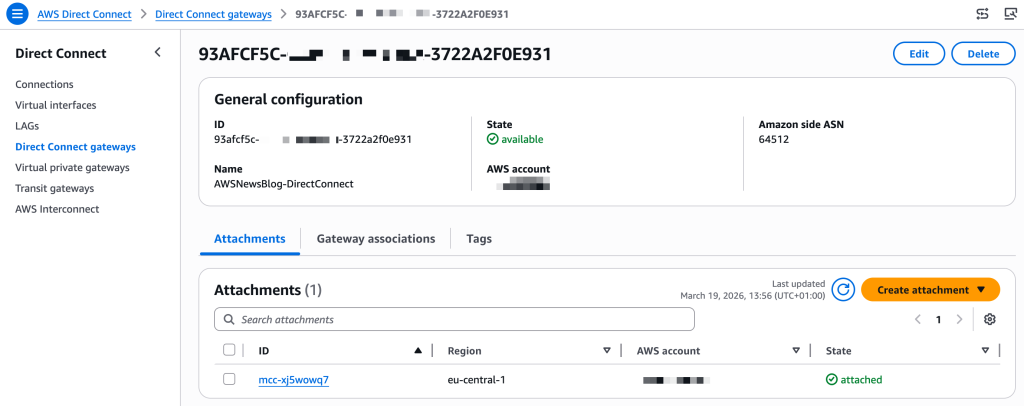 AWS INterconnect attachment
