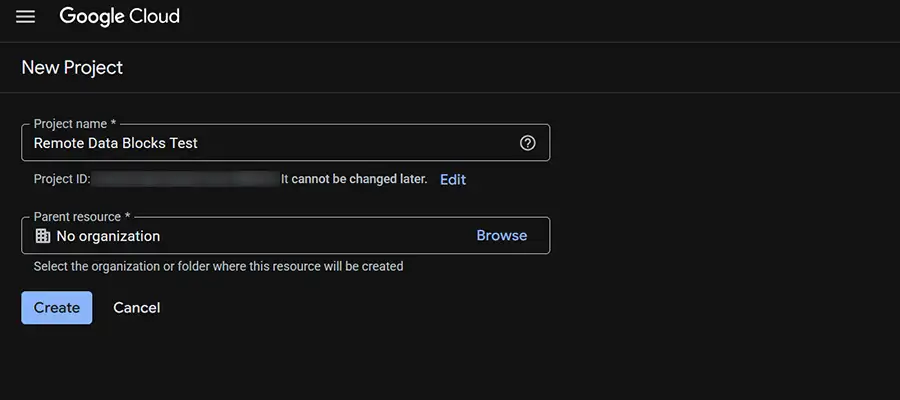 Create a new project on Google Cloud Platform