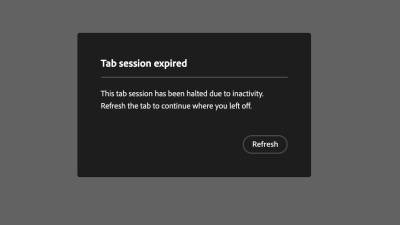 A tab session expired window with a refresh button.