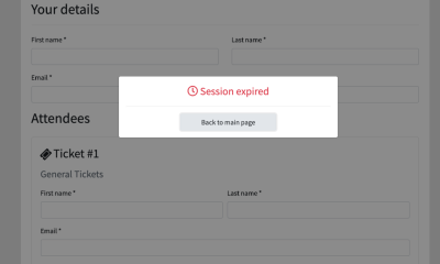 A session expired window with a &ldquo;Back to main page&rdquo; button.