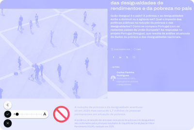 Text size increase tool in the interface