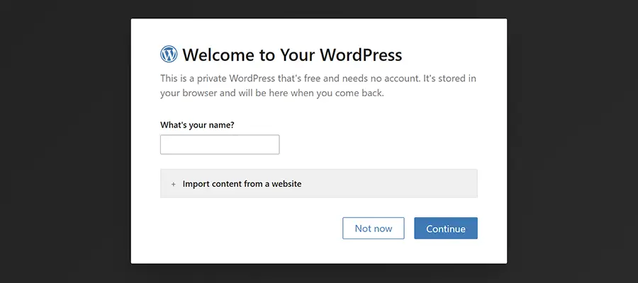 my.Wordpress.net installs in your web browser