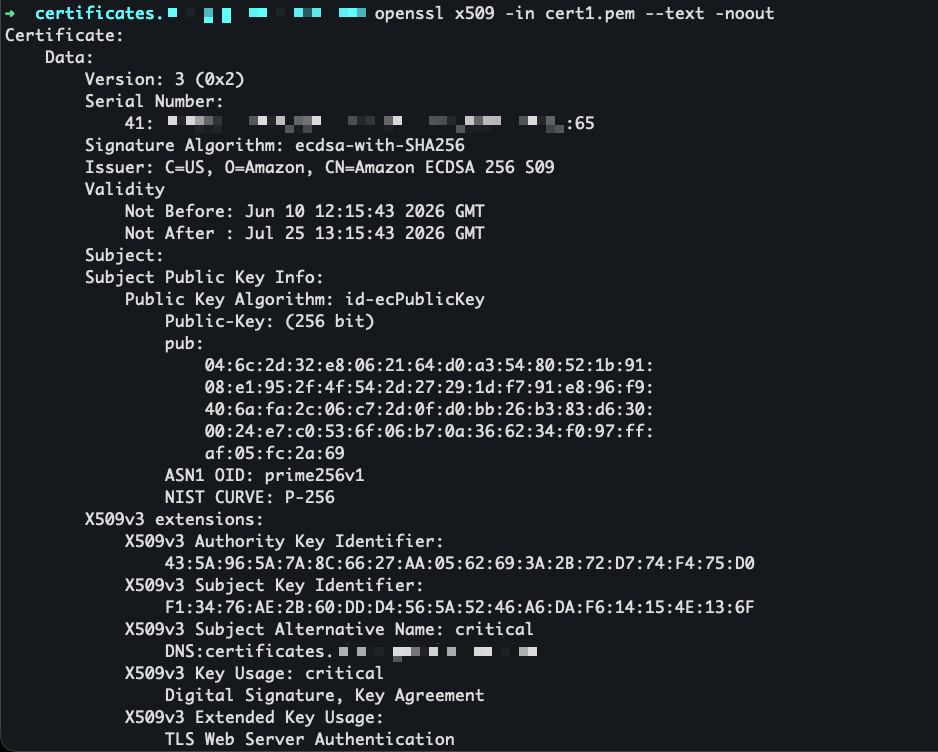 openssl to view the certificate
