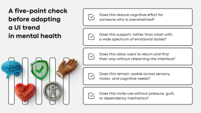 A five-point check before adopting a Ul trend in mental health