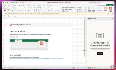 A neat Claude Excel integration