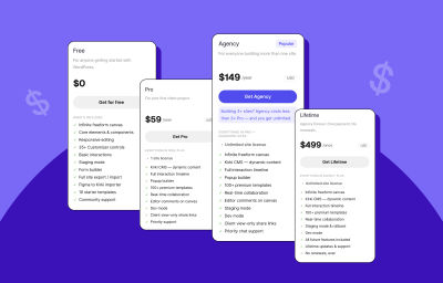 Screenshot displaying Kirki’s pricing plans and features.