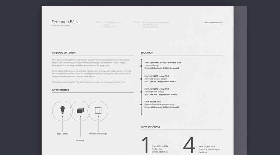Minimal Resume Template for Creatives AI Illustrator Format